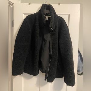 Black teddy style zip up coat